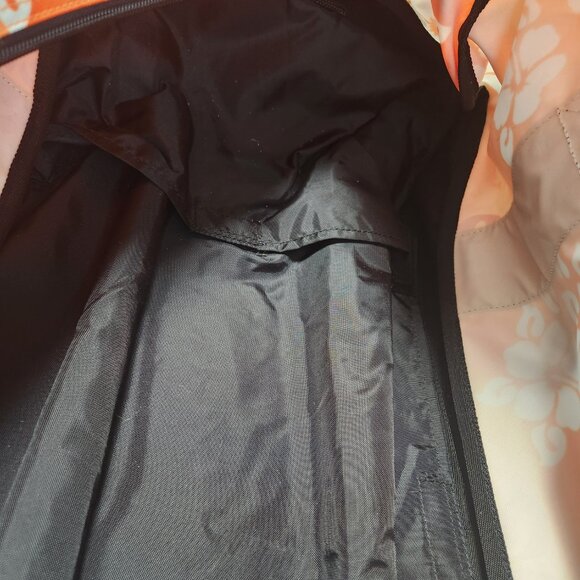 LL Bean XL Rolling Duffle Bag Orange Hibiscus Floral No Shoulder Strap - Picture 5 of 10